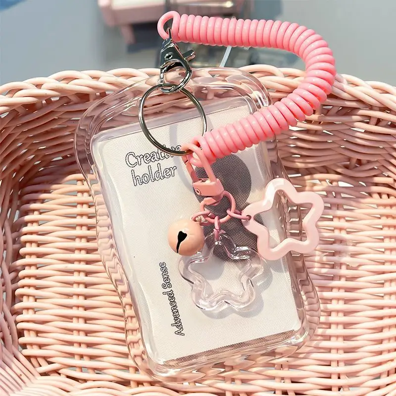 Cute Photocard Holder Keychain Kpop Photo Card Holder Star Wave Transparent Pc Holder for Student Card Photo Protector