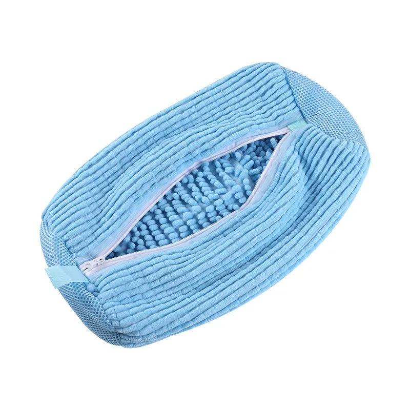 Fluffy Fiber 360 ° Surround Cleaning Shoe Washing Bag - Reusable Durable Machine-Washable Laundry Bag with Zipper Closure(1Pc)