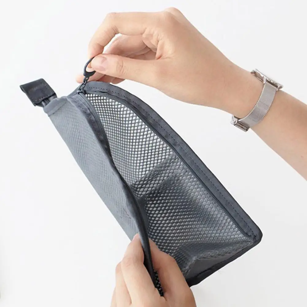 Mesh Travel Toiletry Bag Portable Toothbrush Cosmetic Organizer Makeup Brush Storage Pouch Bathroom Wash Pack
