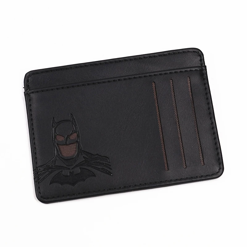 PU Leather Bat ID Card Wallet For Men Short Slim Minimalist Front Pocket Card Holder Wallet With Cutout Superhero Face Mask Eyes