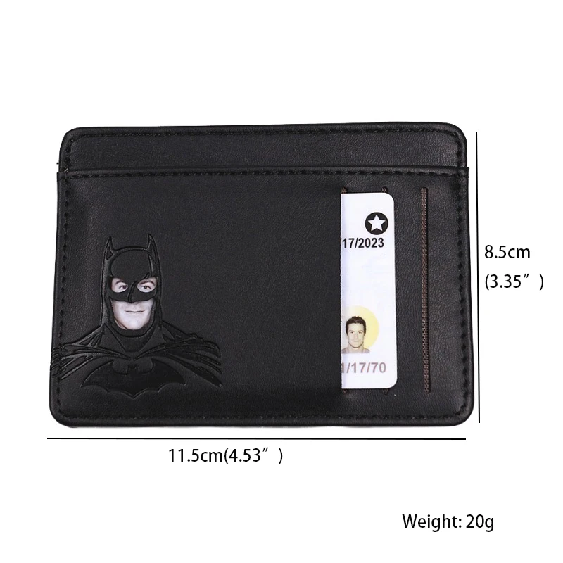 PU Leather Bat ID Card Wallet For Men Short Slim Minimalist Front Pocket Card Holder Wallet With Cutout Superhero Face Mask Eyes