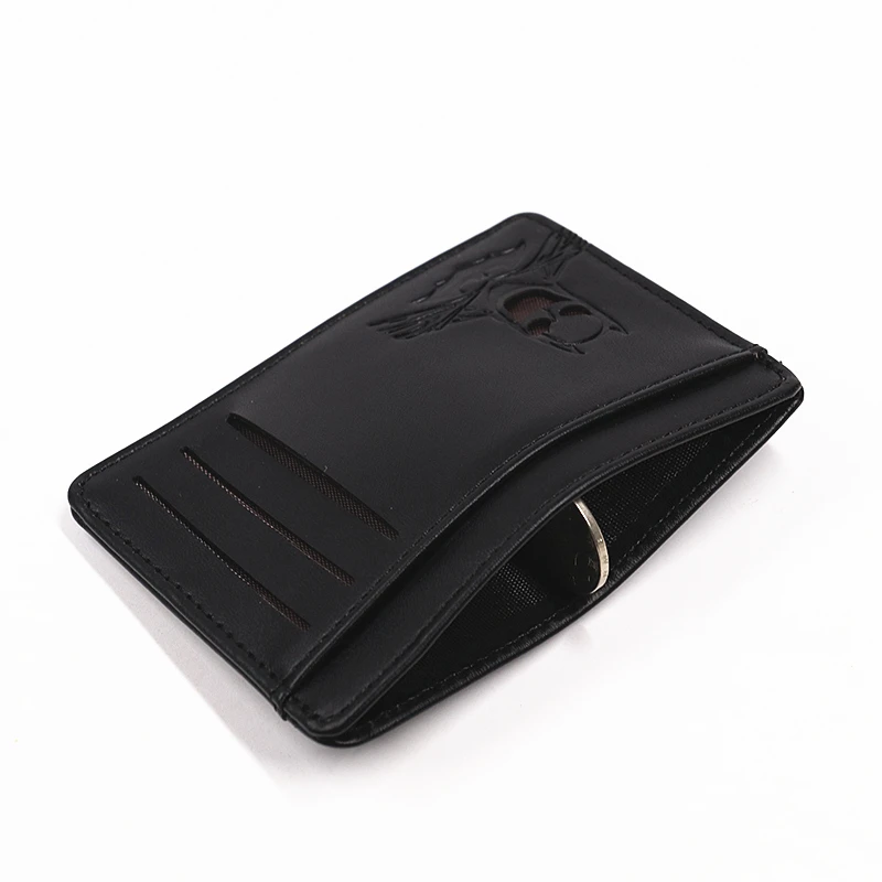 PU Leather Bat ID Card Wallet For Men Short Slim Minimalist Front Pocket Card Holder Wallet With Cutout Superhero Face Mask Eyes