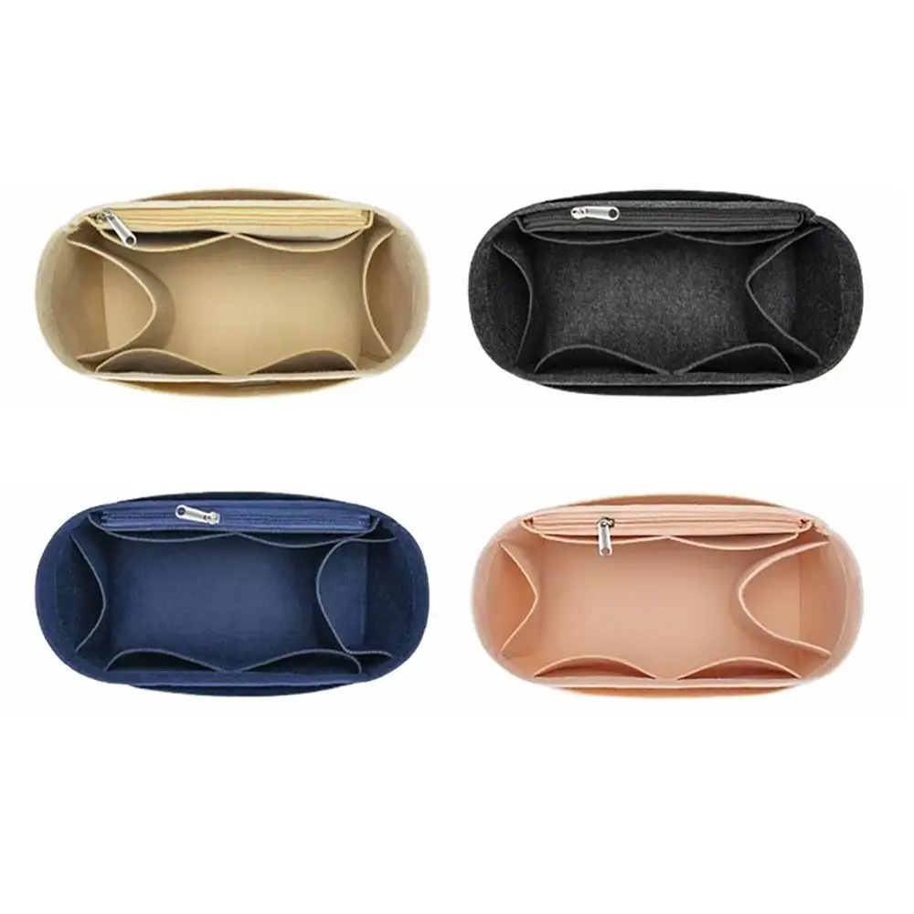 Felt Insert Liner Purse Organiser Pouch Handbag Tote Internal Organizer Bag with Pockets, Dustproof Felt Liner for Longchamp Bag