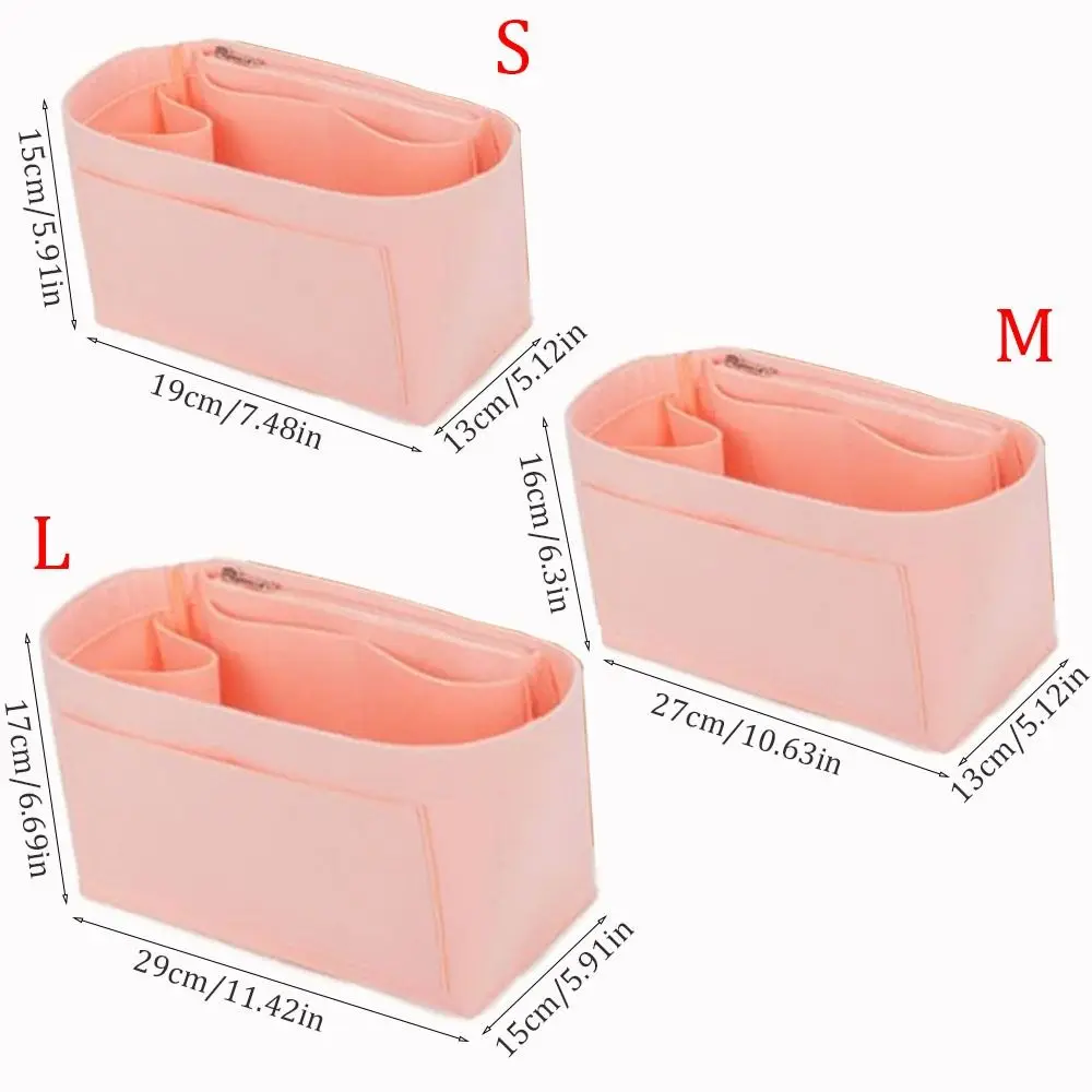 Felt Insert Liner Purse Organiser Pouch Handbag Tote Internal Organizer Bag with Pockets, Dustproof Felt Liner for Longchamp Bag