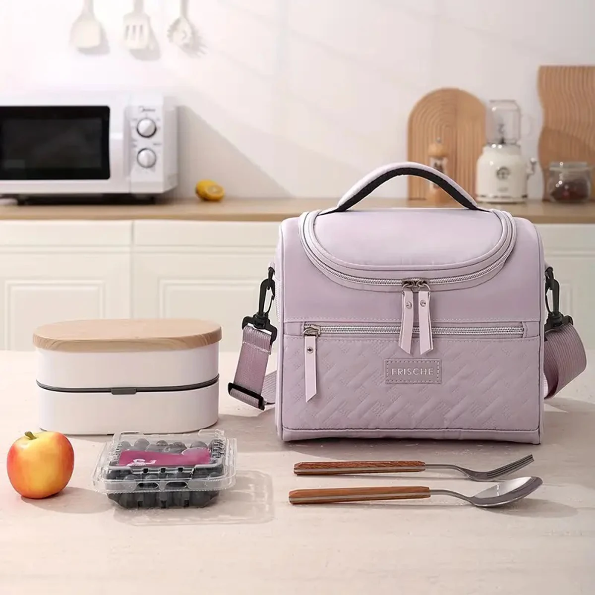 Large Insulated Lunch Bag Cooler Hand washable durable polyester lunch box with padded shoulder strap for work, school, picnics