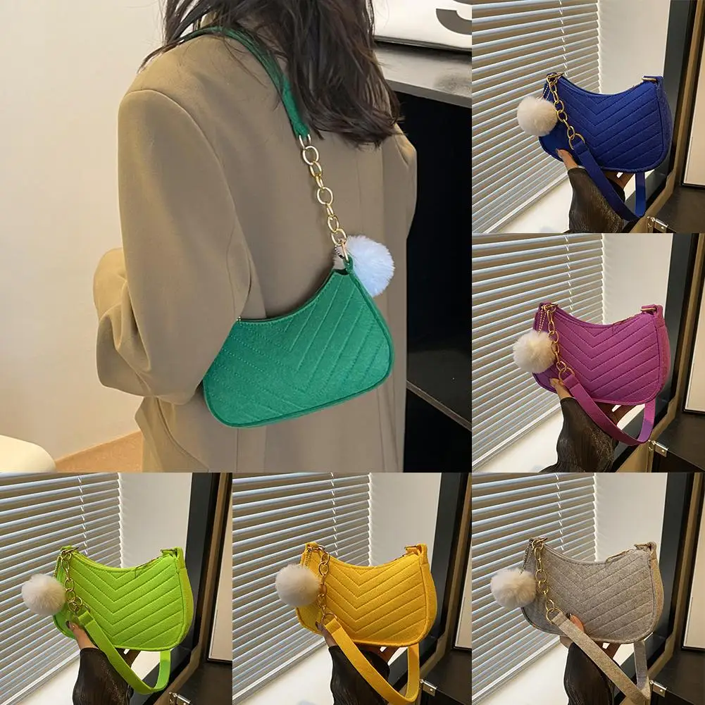 Mini Women Shoulder Bags Fashion Felt Women's Bag Design Advanced Underarm Handbags Mini Saddle Bag