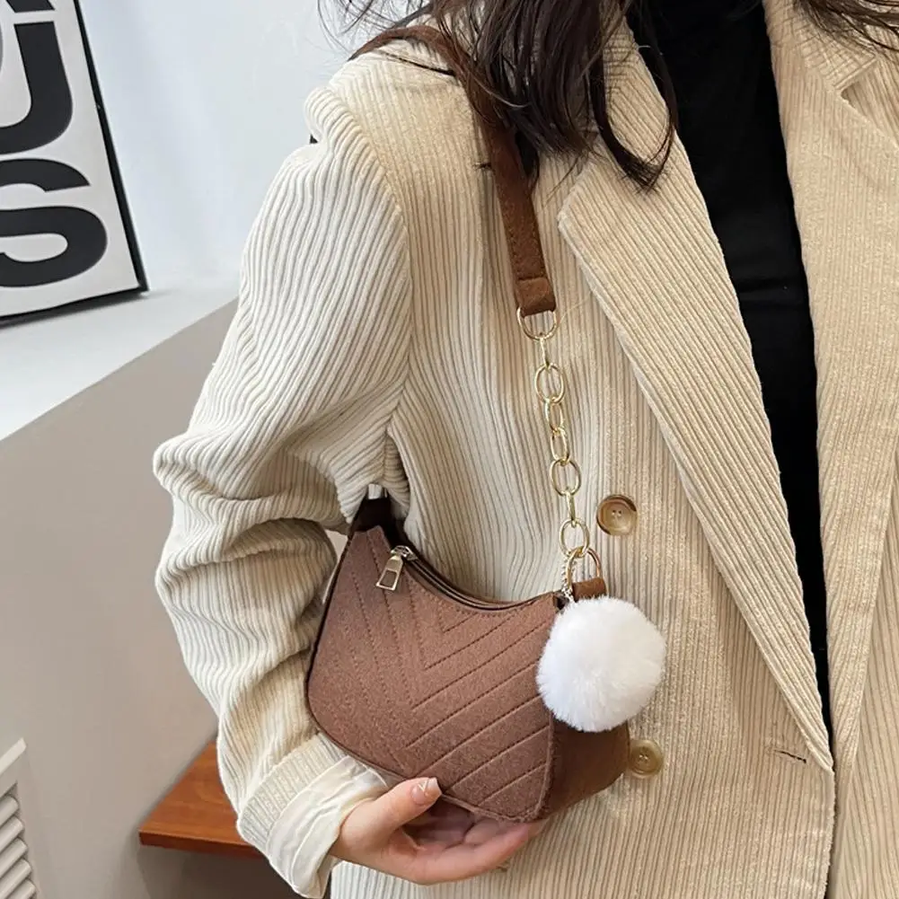 Mini Women Shoulder Bags Fashion Felt Women's Bag Design Advanced Underarm Handbags Mini Saddle Bag