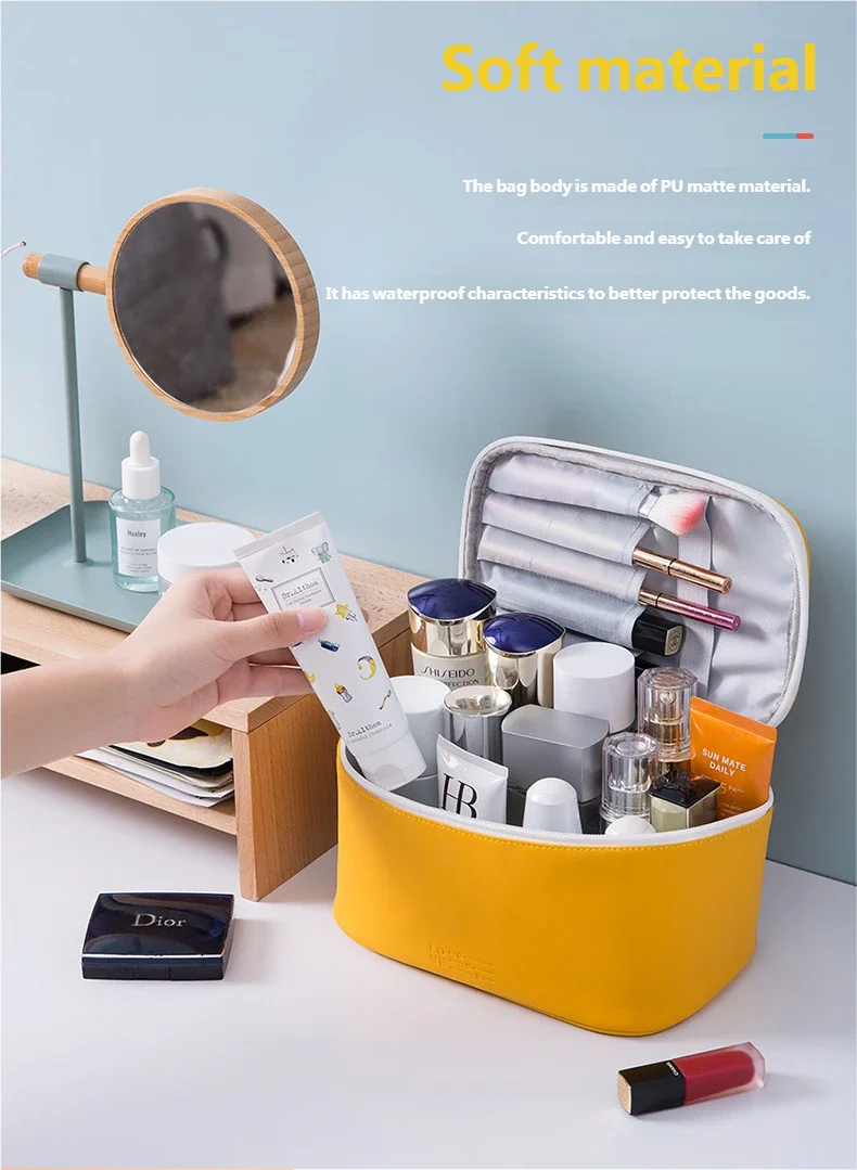 Double-layers Black Mesh Cosmetic Bag Travel Portable Large-Capacity Makeup Case Organizer Storage Pouch Zipper Toiletry Bags