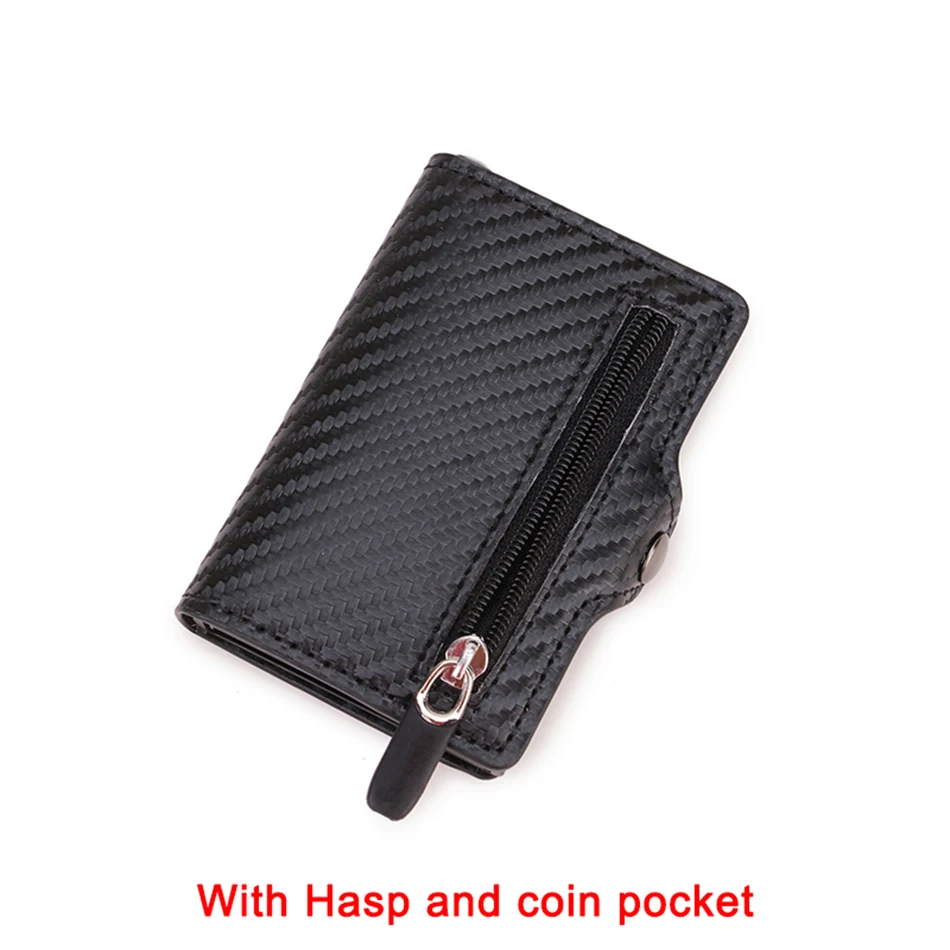 Carbon Fiber Wallet For Men Credit Card Holder RFID Blocking Thin Mini Aluminium Metal Wallets Coin Pocket Money Bag Vallet