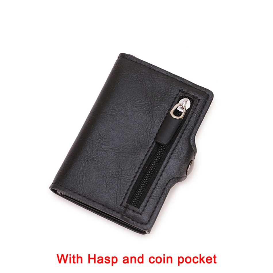 Carbon Fiber Wallet For Men Credit Card Holder RFID Blocking Thin Mini Aluminium Metal Wallets Coin Pocket Money Bag Vallet