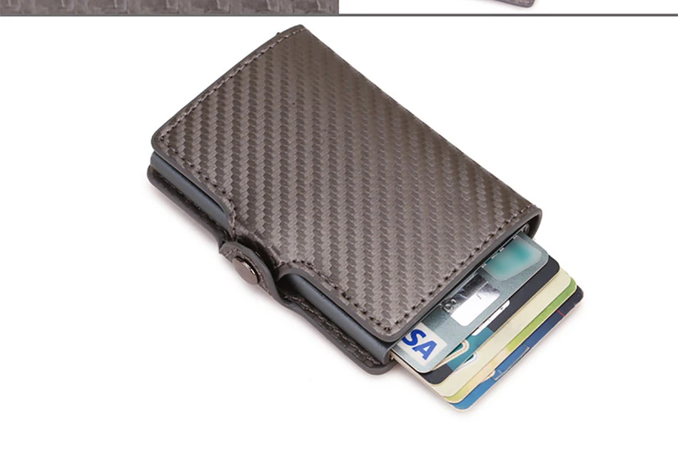 Carbon Fiber Wallet For Men Credit Card Holder RFID Blocking Thin Mini Aluminium Metal Wallets Coin Pocket Money Bag Vallet