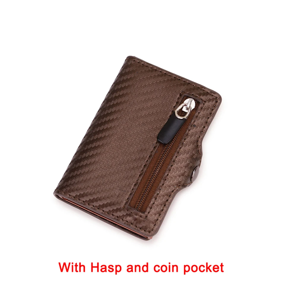 Carbon Fiber Wallet For Men Credit Card Holder RFID Blocking Thin Mini Aluminium Metal Wallets Coin Pocket Money Bag Vallet