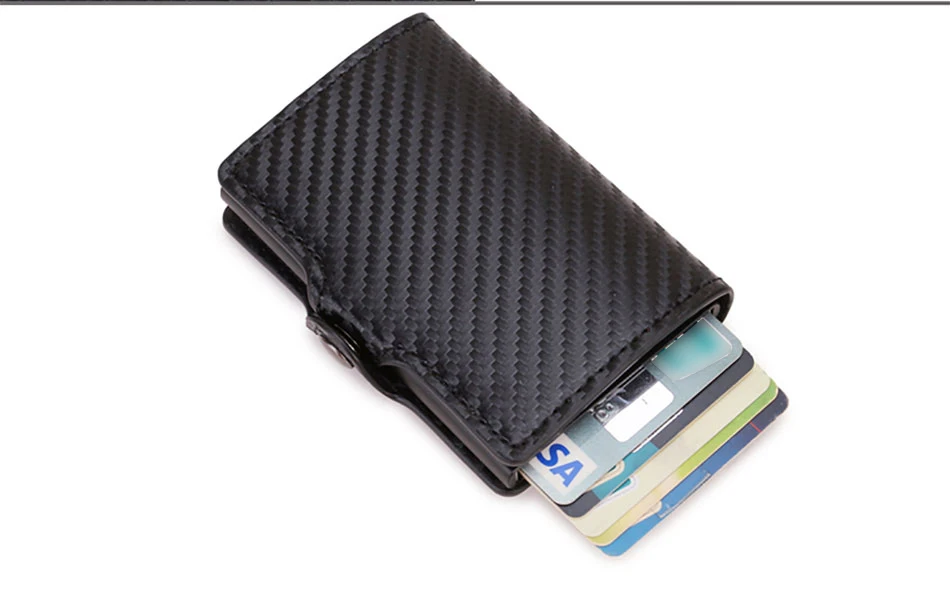 Carbon Fiber Wallet For Men Credit Card Holder RFID Blocking Thin Mini Aluminium Metal Wallets Coin Pocket Money Bag Vallet