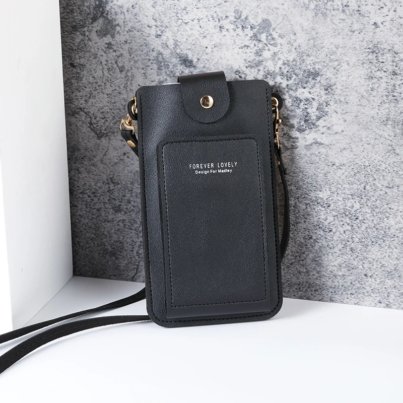 2024 new solid color fashion simple shoulder bag slung mobile phone bag women's driver's license card wallet