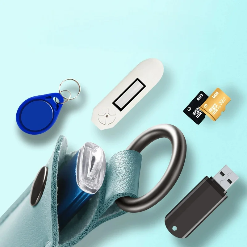 Leather U Disk Pouch Key Ring Holder USB Flash Drive Storage Bag Pendrive Protective Cover Memory Stick Case
