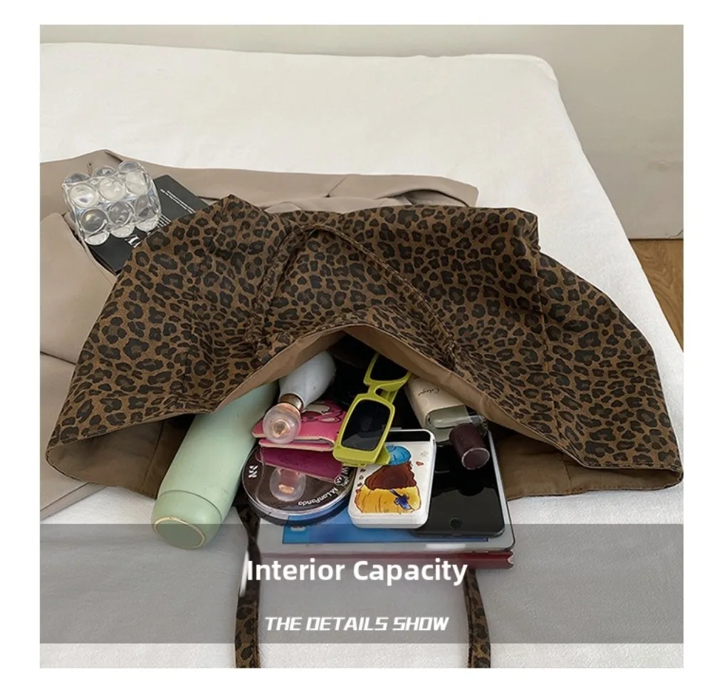 Fashion Leopard Print Shoulder Bag Large Capacity Hand-held Women Tote Bag Texture Underarm Bag Crossbody Bag