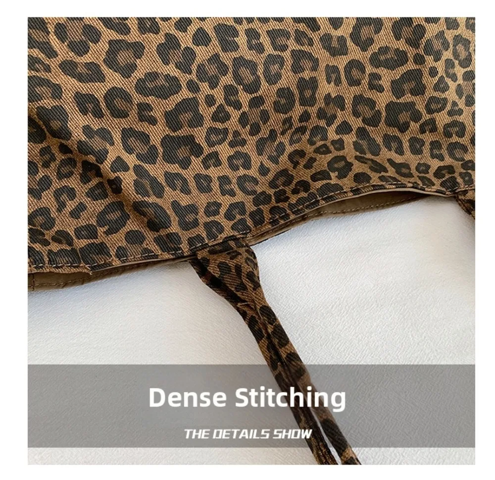 Fashion Leopard Print Shoulder Bag Large Capacity Hand-held Women Tote Bag Texture Underarm Bag Crossbody Bag