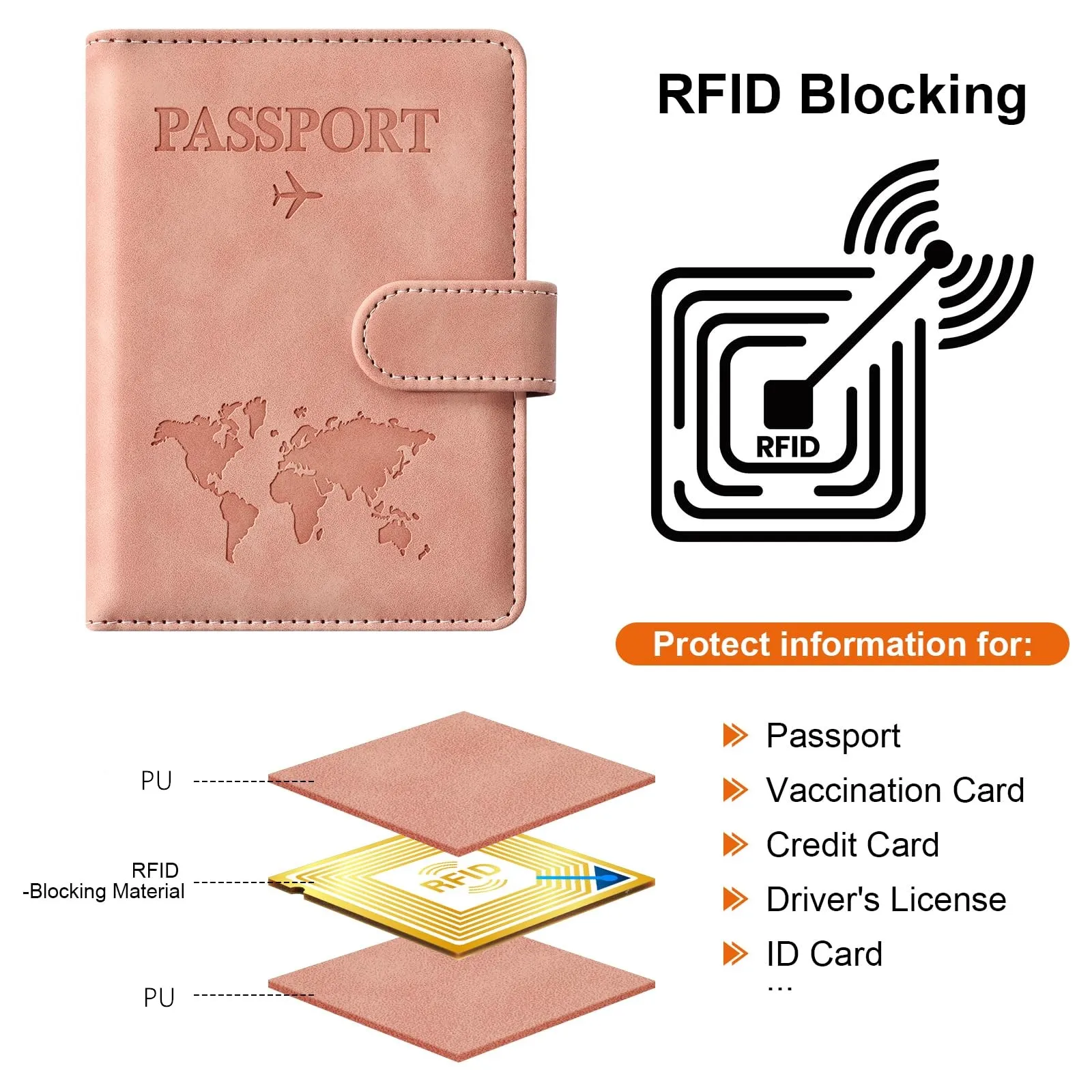 Passport Holder, Passport Cover with Credit Card Slot and Boarding Pass Slot Combo, Passport Wallet Case Book Travel Must Have