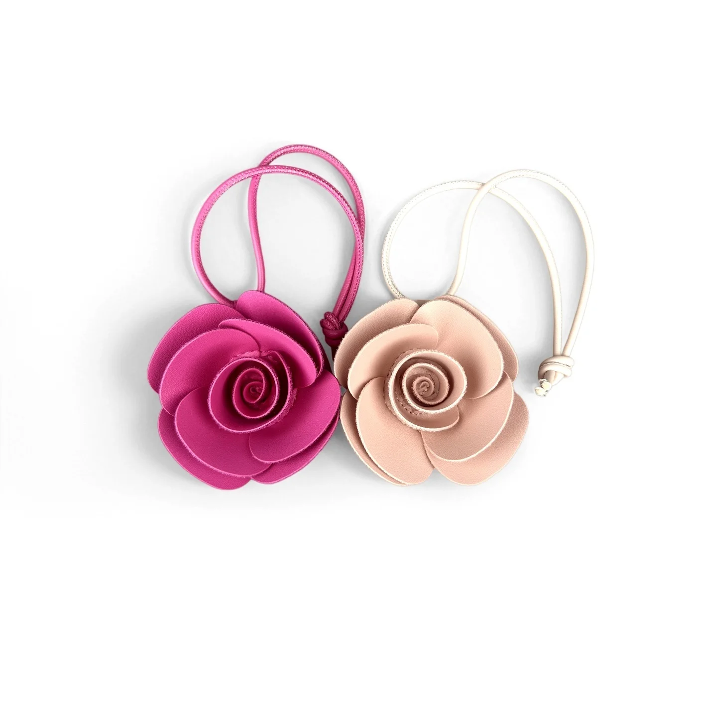 5 Colors Handmade PU Leather Camellia Flower Keychain/Bag Charm-Summer Beach Vibe/Gift-Car/Bag Accessory/Decor-Keychain For Her