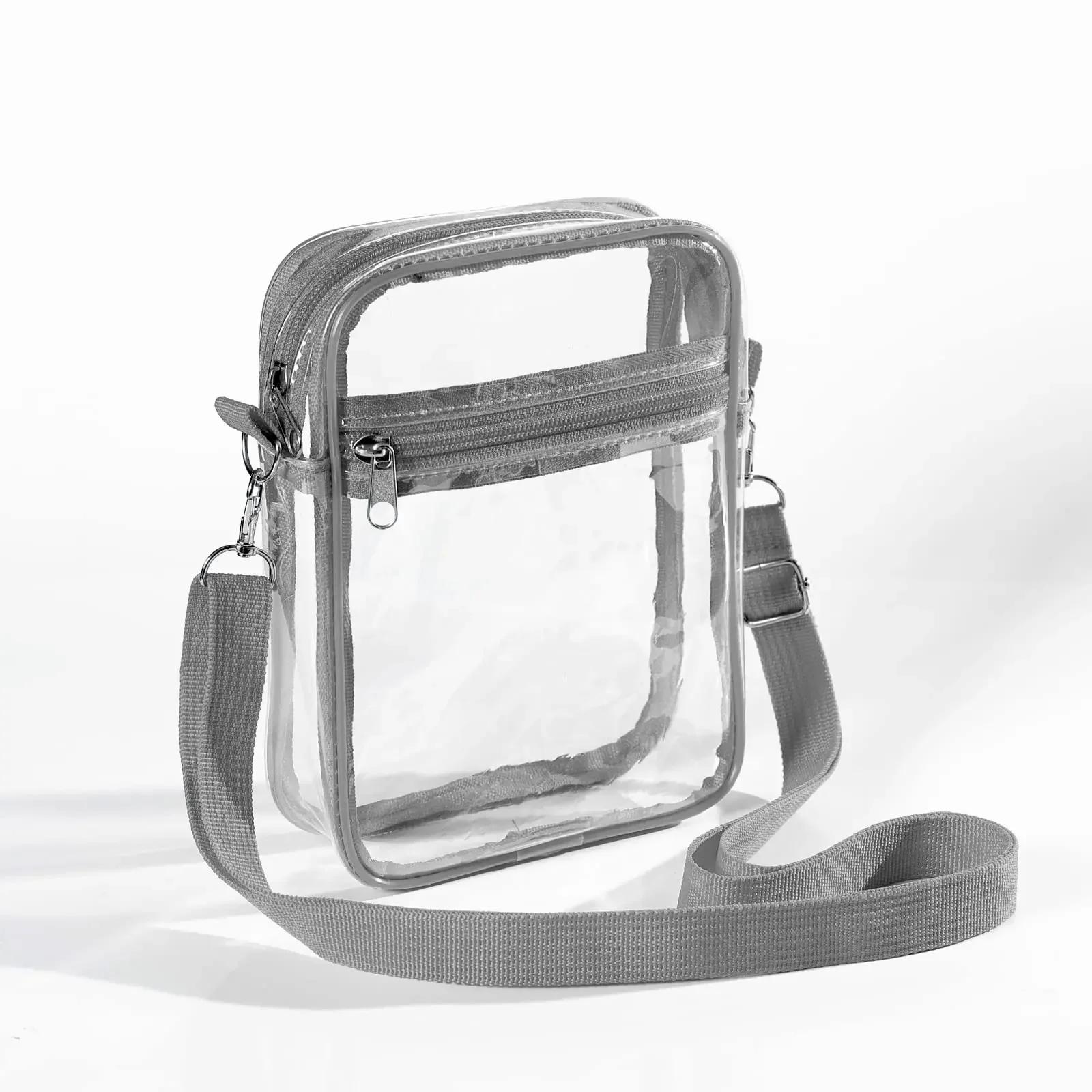 Women Clear Shoulder Bag Stadium Approved PVC Concert Transparent Purse Simple Crossbody Bag With Front Pocket Casual Handbag