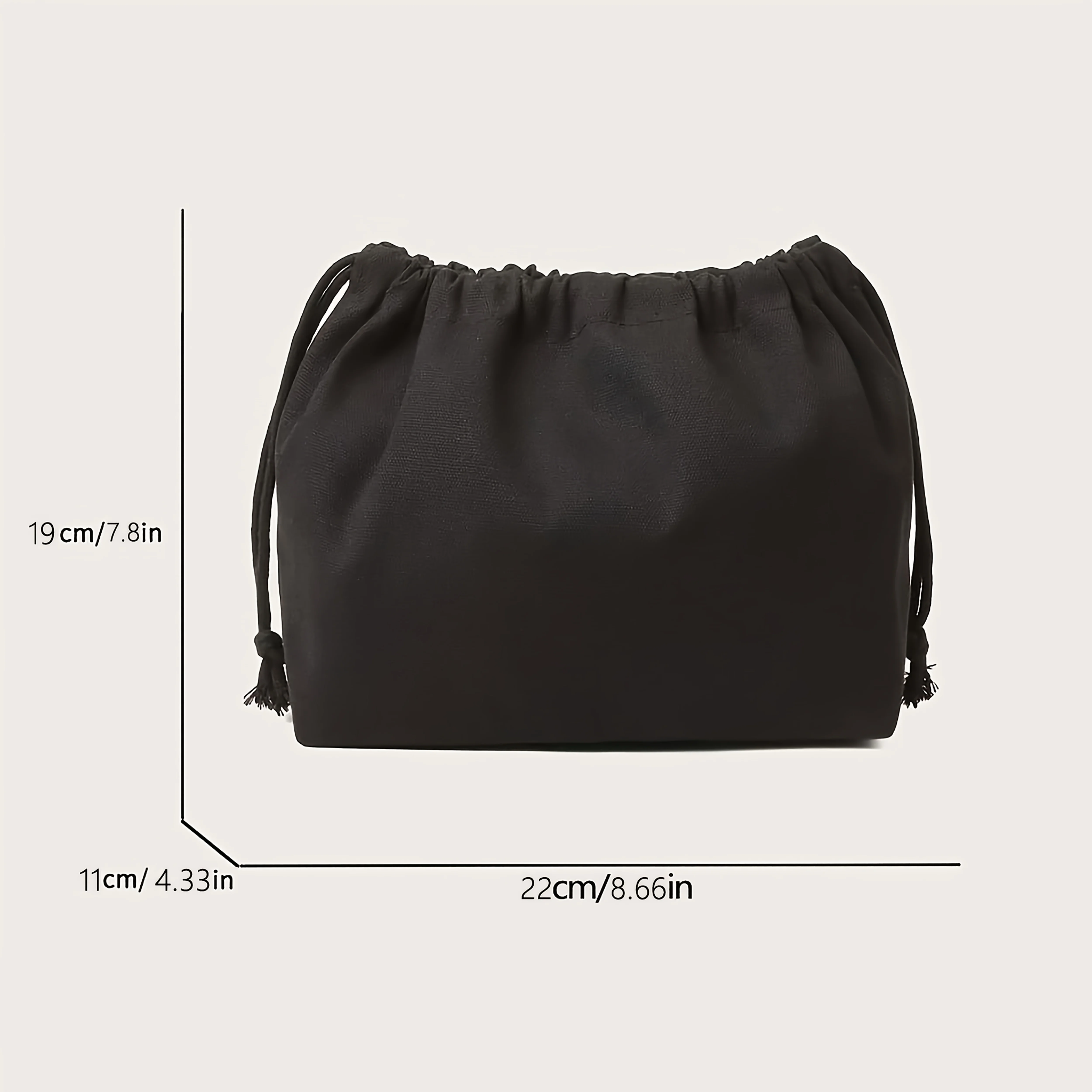 Beige Polyester Double Drawstring Storage Bag Casual Accessory & Cosmetic Organizer with Secure Closure for Home Organization