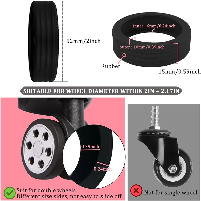 32/4PCS Silicone Wheel Protector Luggage Compartment Wheel Protect Cover Trolley Case Silent Caster Sleeve Suitcase Accessories