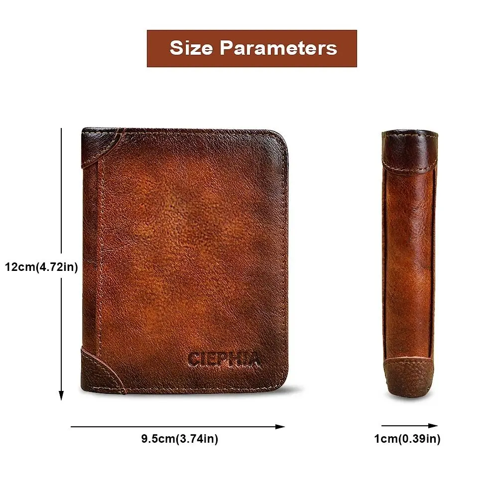 1Pcs Durable PU Leather Men Wallet Vintage RFID Blocking Trifold Wallet Multi-functional Thin ID Credit Card Holder