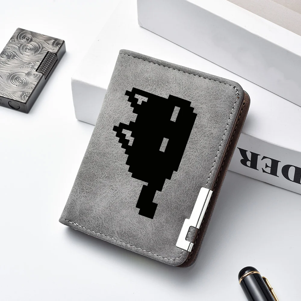 Men's Pixel-Style Cat-Face Design Wallet Casual Simple High-Quality Practical Men's Wallet