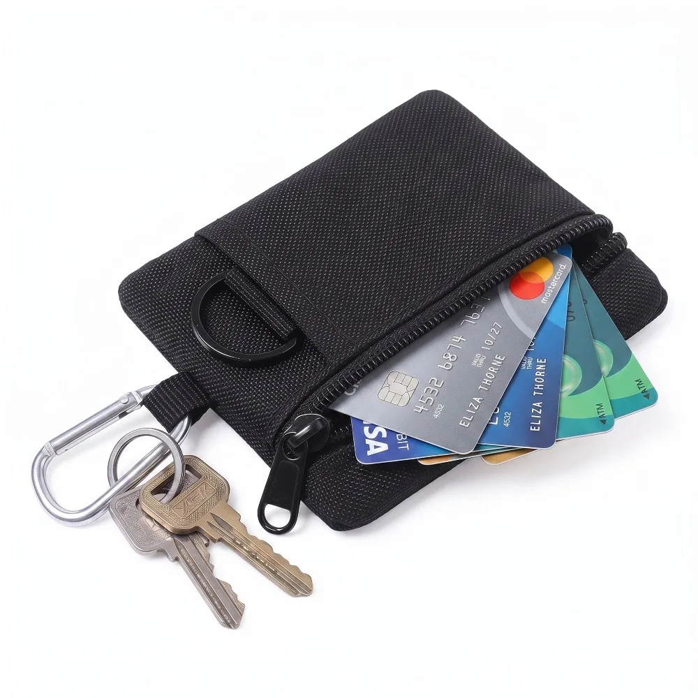 Waterproof Lightweight Oxford Mini Tactical Pouch Carabiner Molle Zipper Key Coin Card Bag Outdoor Hiking Men Travel Wallet