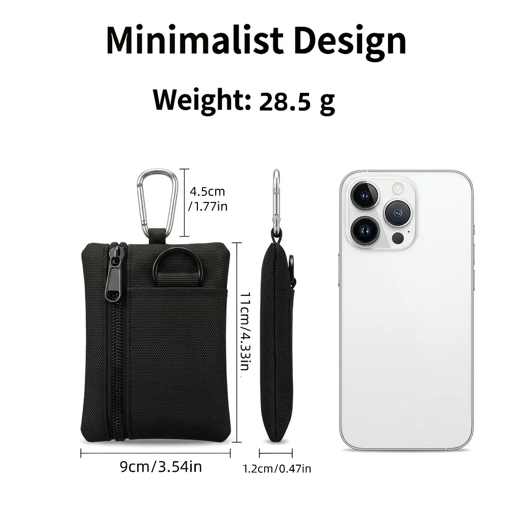 Waterproof Lightweight Oxford Mini Tactical Pouch Carabiner Molle Zipper Key Coin Card Bag Outdoor Hiking Men Travel Wallet