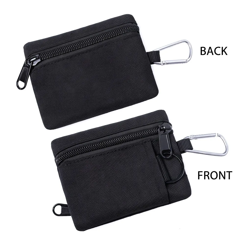 Waterproof Lightweight Oxford Mini Tactical Pouch Carabiner Molle Zipper Key Coin Card Bag Outdoor Hiking Men Travel Wallet