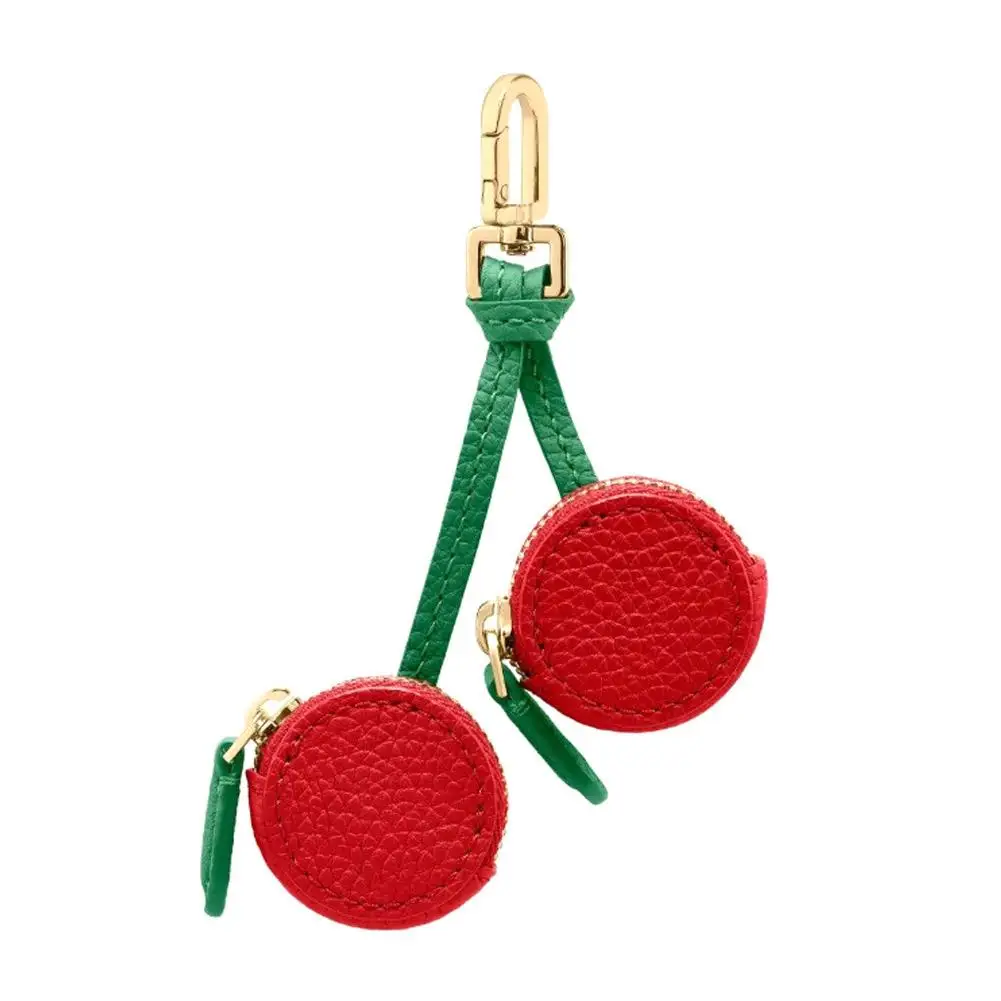 Cute Fruit Shape Leather Coin Purse Mini Zipper Earphone Bag Keychain Pendant Wallet for Women Girls Gift