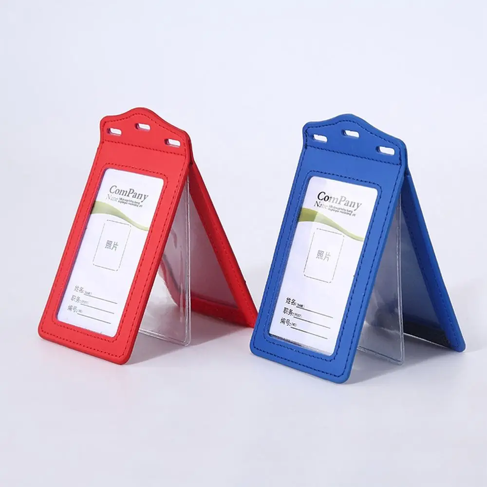 1Pc PU Leather Trifold Duty ID Card Holder Badge Holder for ID Name Card Business Name Tag Student ID Card