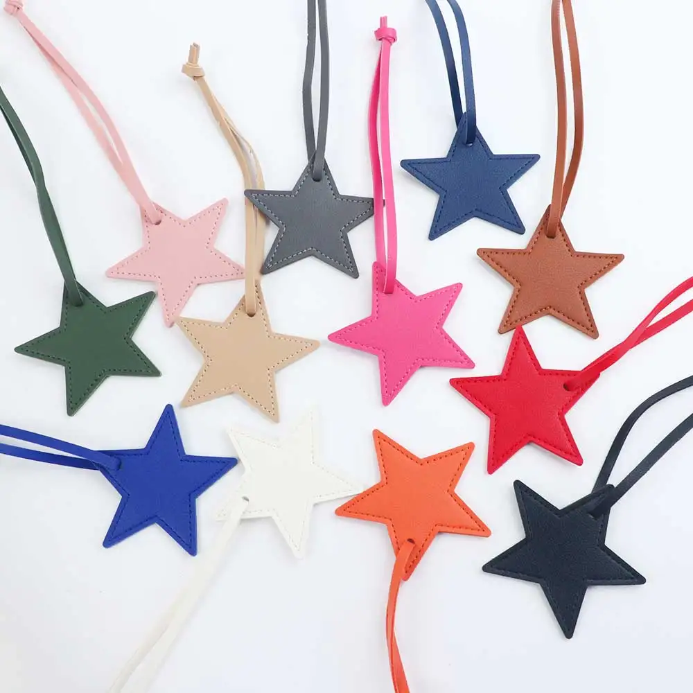Customized Name Information: PU Leather Creative Five-Pointed Star Bag Decoration Pendant, Key Pendant, Bag Accessories