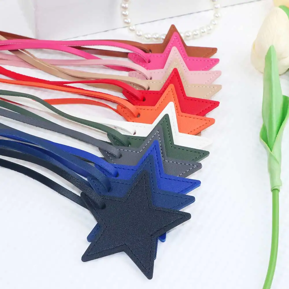 Customized Name Information: PU Leather Creative Five-Pointed Star Bag Decoration Pendant, Key Pendant, Bag Accessories