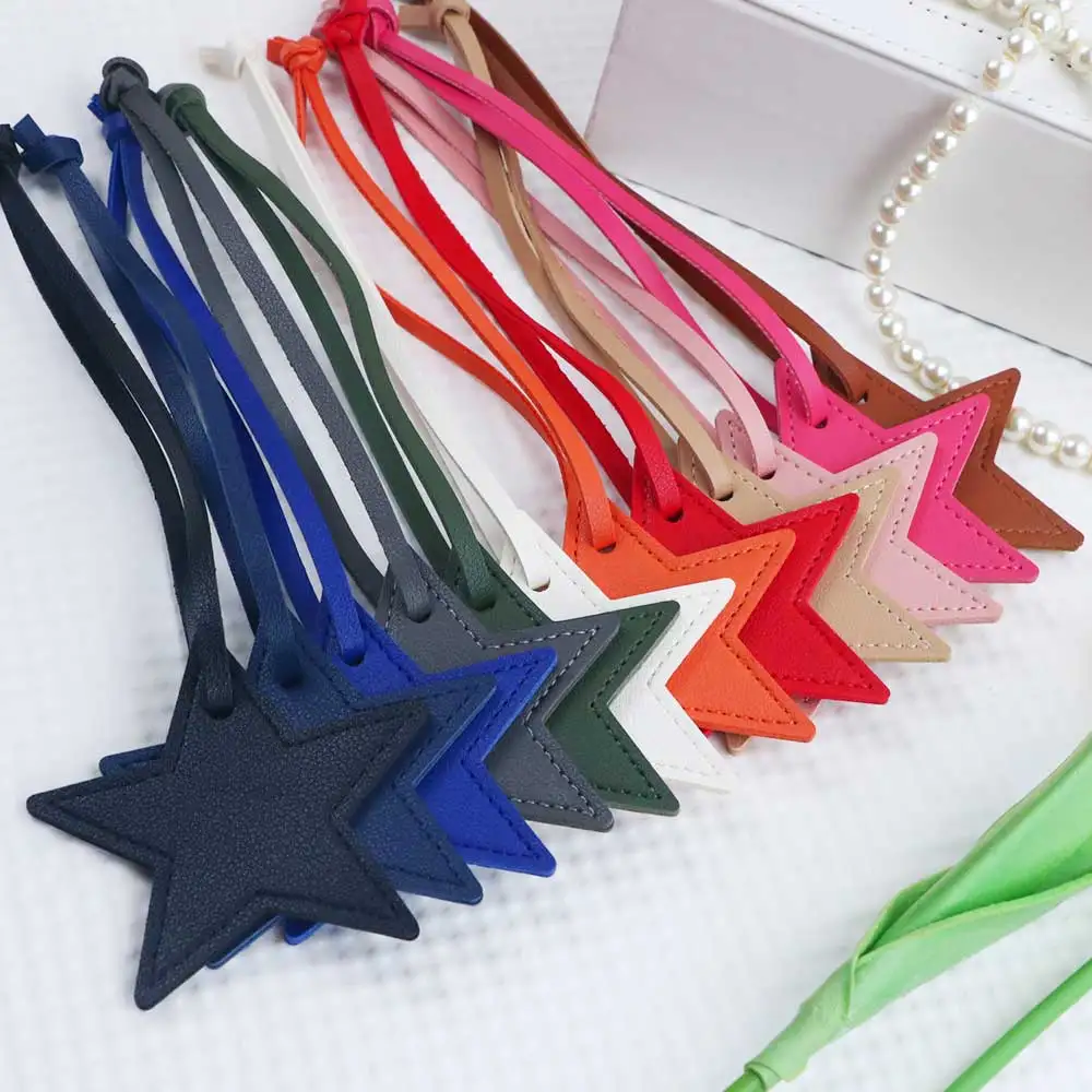 Customized Name Information: PU Leather Creative Five-Pointed Star Bag Decoration Pendant, Key Pendant, Bag Accessories