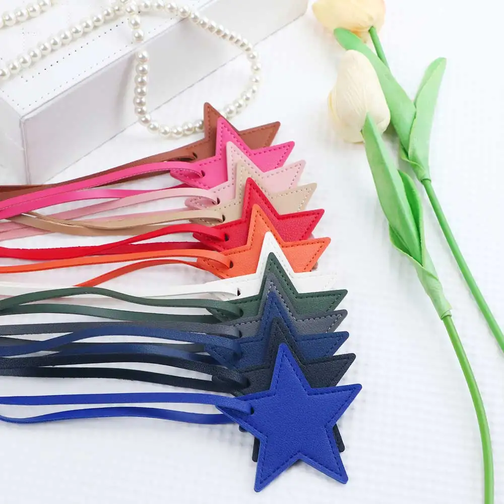Customized Name Information: PU Leather Creative Five-Pointed Star Bag Decoration Pendant, Key Pendant, Bag Accessories