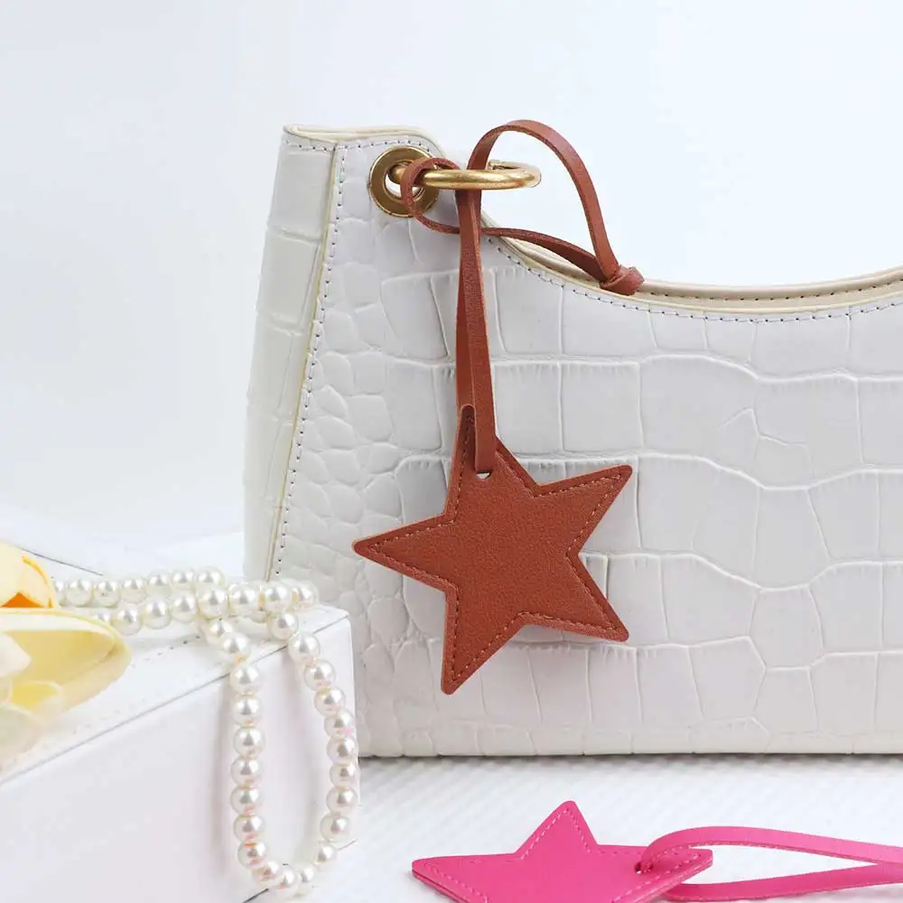 Customized Name Information: PU Leather Creative Five-Pointed Star Bag Decoration Pendant, Key Pendant, Bag Accessories