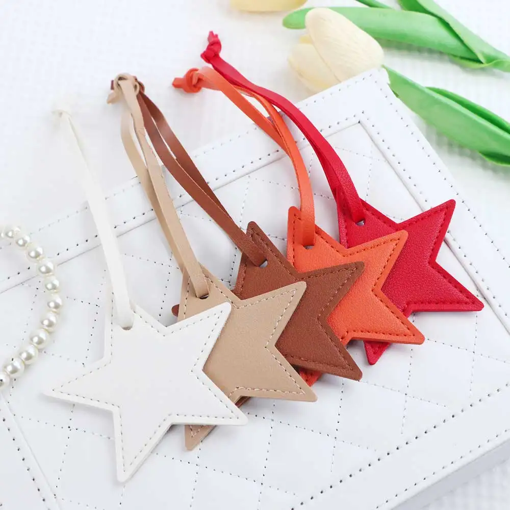 Customized Name Information: PU Leather Creative Five-Pointed Star Bag Decoration Pendant, Key Pendant, Bag Accessories