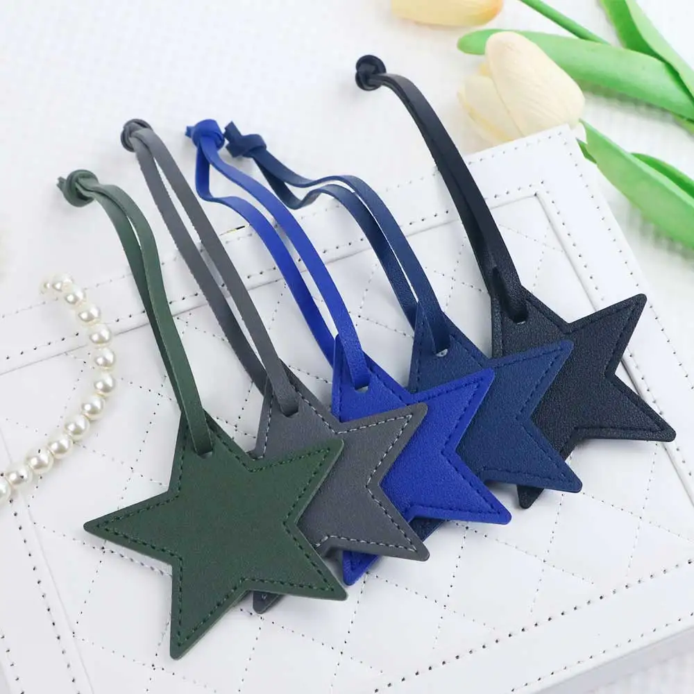 Customized Name Information: PU Leather Creative Five-Pointed Star Bag Decoration Pendant, Key Pendant, Bag Accessories