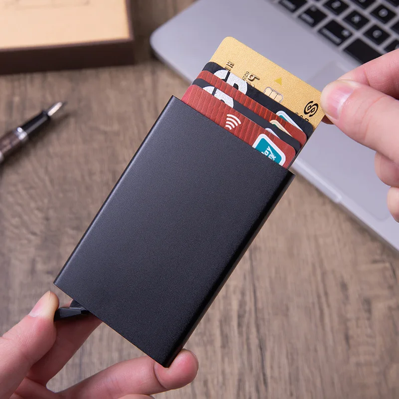 ID Credit Bank Card Holder Wallet Luxury Brand Men Women Anti Rfid Blocking Protected Magic Slim Mini Small Money Wallets Case