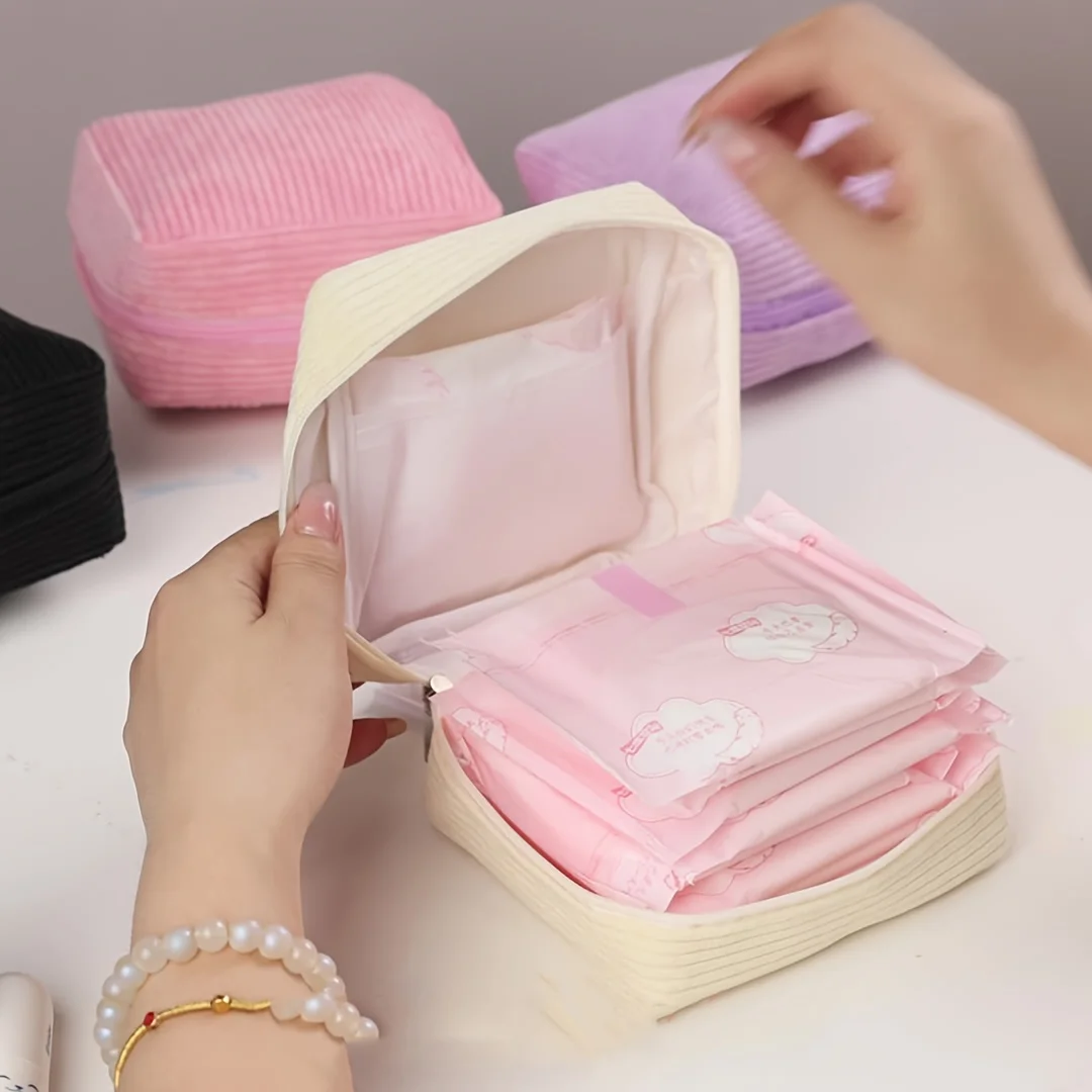 2026 Sanitary Napkin Storage Bag Made of Thick Plush Fabric, a Portable Mini Storage Pouch for Sanitary Pads Large-Capacity Orga