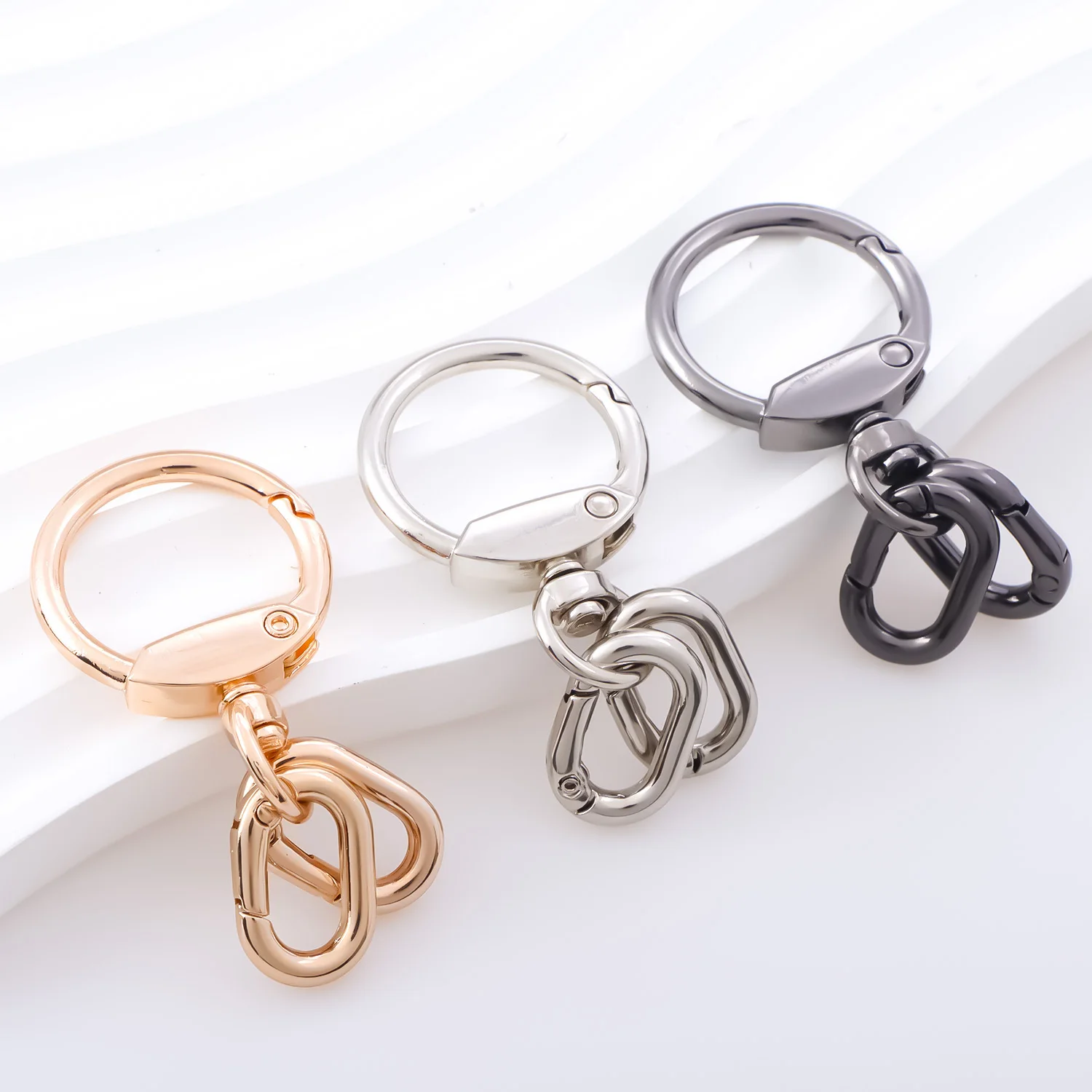 2 PCS Swivel Clasp Clip, Metal Lobster Claw Clasps, Swivel Clasp with Key Rings for Keychain Making, DIY Crafts