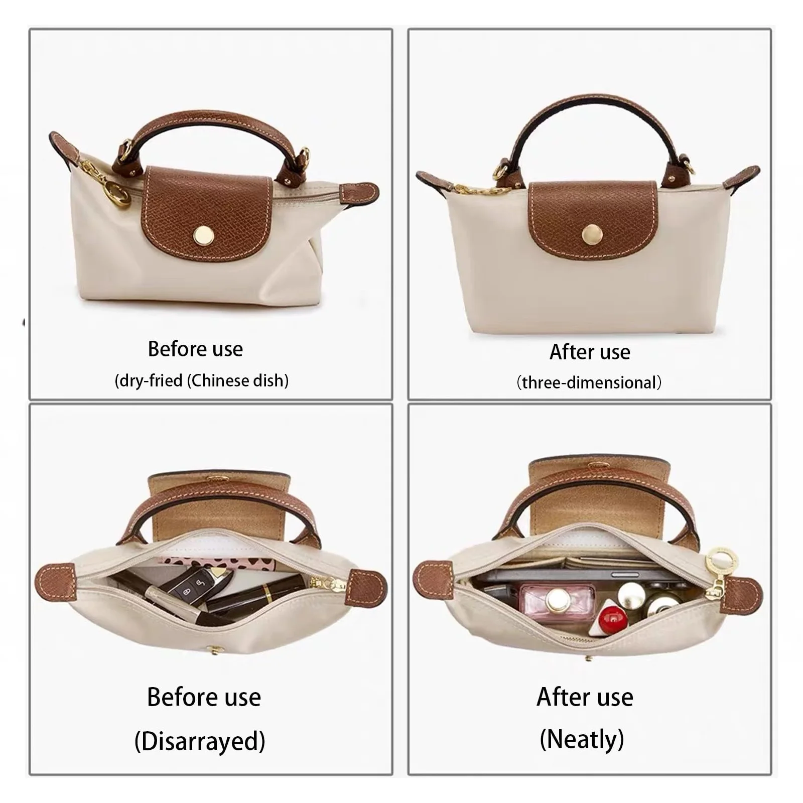 Bag Organizer For Longchamp Mini Bag Storage Bag The Liner Bag Felt Purse Insert Handbag Liner Bag