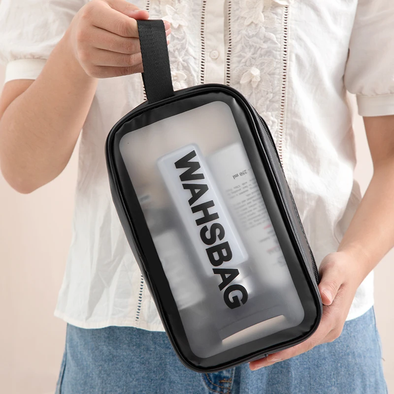 Waterproof Clear Travel Wash Bag Transparent Cosmetic Makeup Organizer Portable Handheld Toiletry Storage for Men S/M/L Sizes