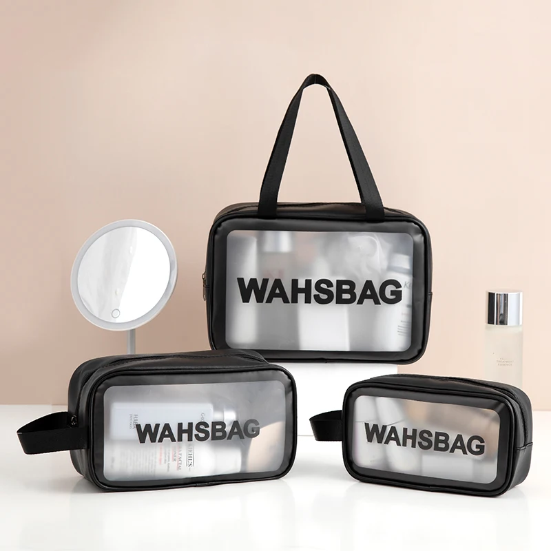Waterproof Clear Travel Wash Bag Transparent Cosmetic Makeup Organizer Portable Handheld Toiletry Storage for Men S/M/L Sizes