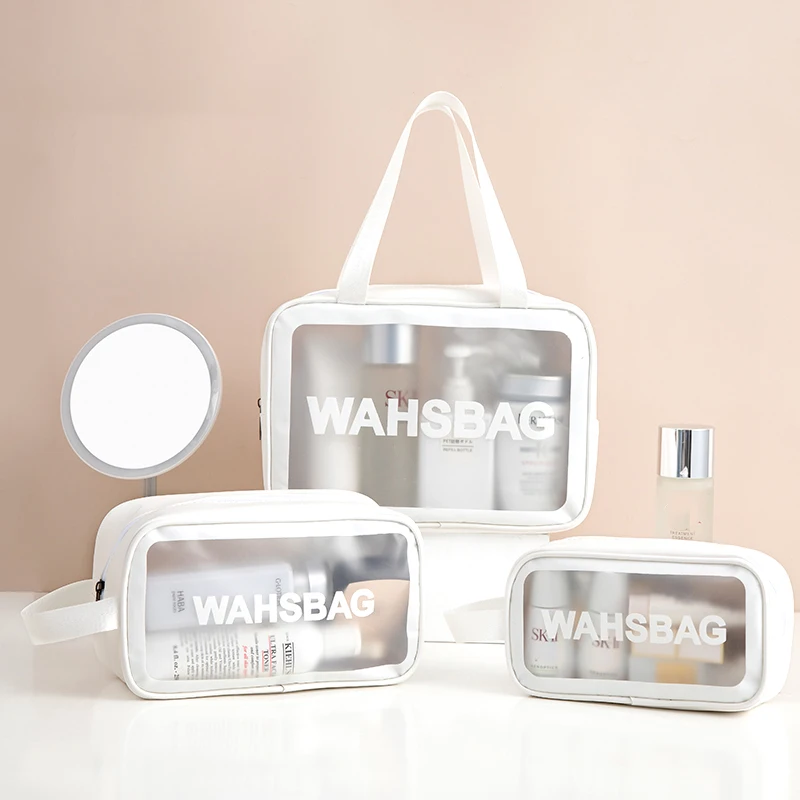 Waterproof Clear Travel Wash Bag Transparent Cosmetic Makeup Organizer Portable Handheld Toiletry Storage for Men S/M/L Sizes