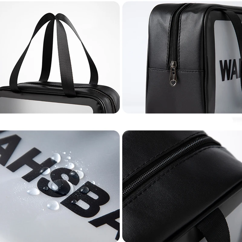 Waterproof Clear Travel Wash Bag Transparent Cosmetic Makeup Organizer Portable Handheld Toiletry Storage for Men S/M/L Sizes