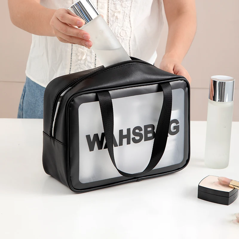 Waterproof Clear Travel Wash Bag Transparent Cosmetic Makeup Organizer Portable Handheld Toiletry Storage for Men S/M/L Sizes