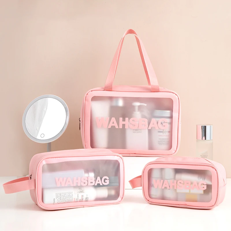 Waterproof Clear Travel Wash Bag Transparent Cosmetic Makeup Organizer Portable Handheld Toiletry Storage for Men S/M/L Sizes